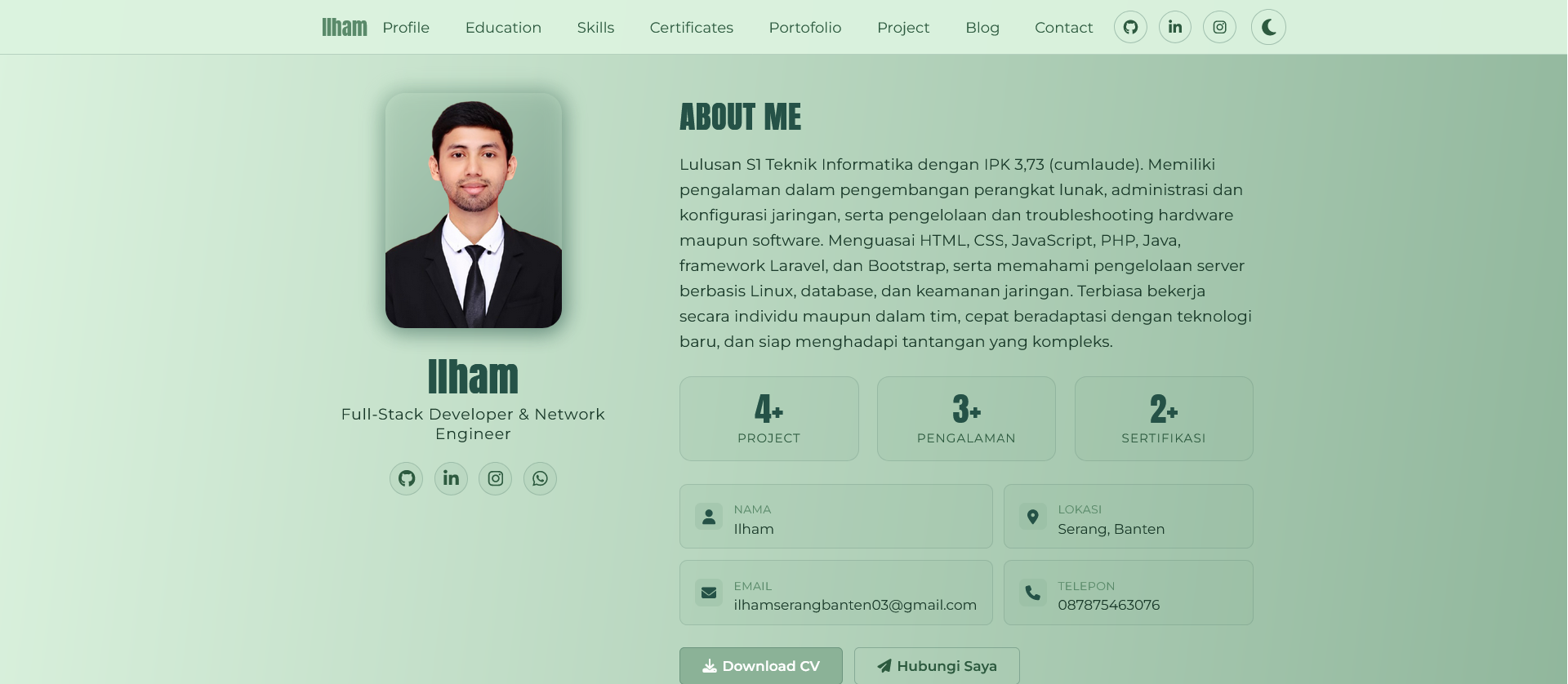 Aplikasi Portfolio Management System – Personal Portfolio CMS